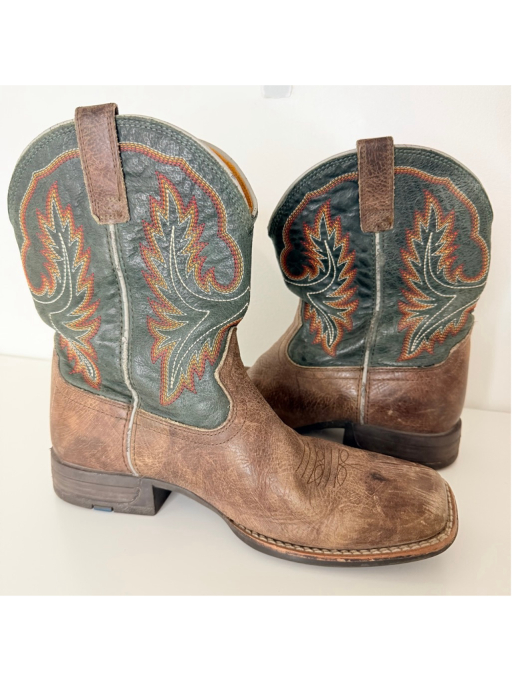 Ariat Kids Wilder Western Boot Youth Size 5 Brown Teal Embroidered Cowboy Rodeo - Picture 3 of 13